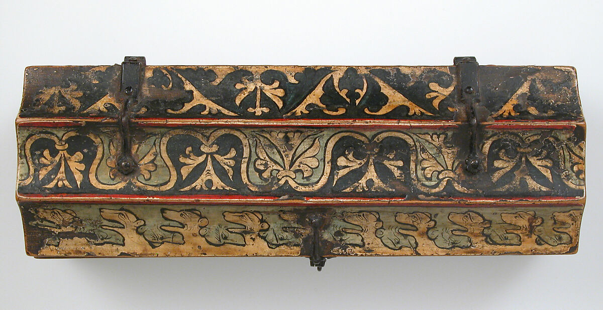 Painted Box for Game Pieces, Wood, polychromy and metal mounts, German
