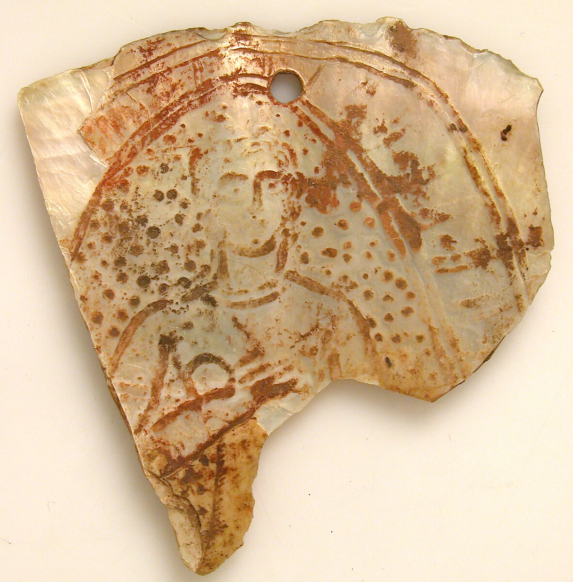 Plaque, Mother-of-pearl, polychromy, Coptic 