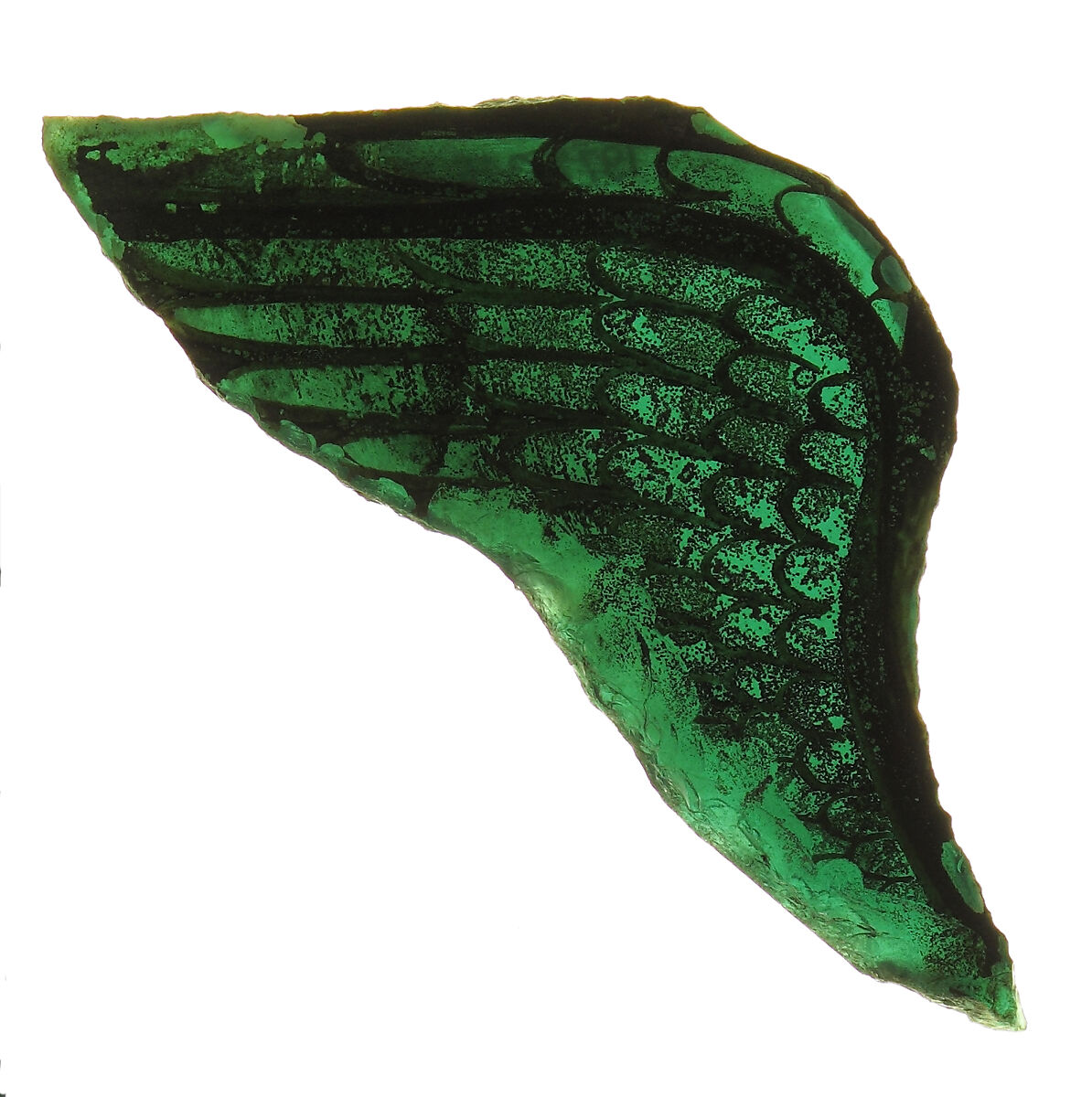 Glass Fragment, Pot-metal glass, vitreous paint, French 