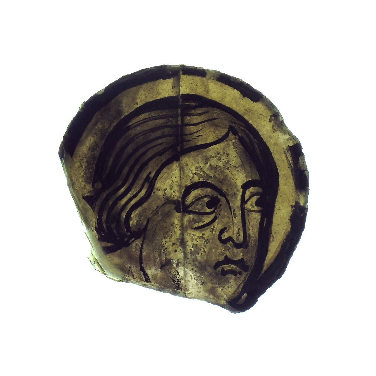 Glass Fragment, Pot-metal glass, vitreous paint, French 