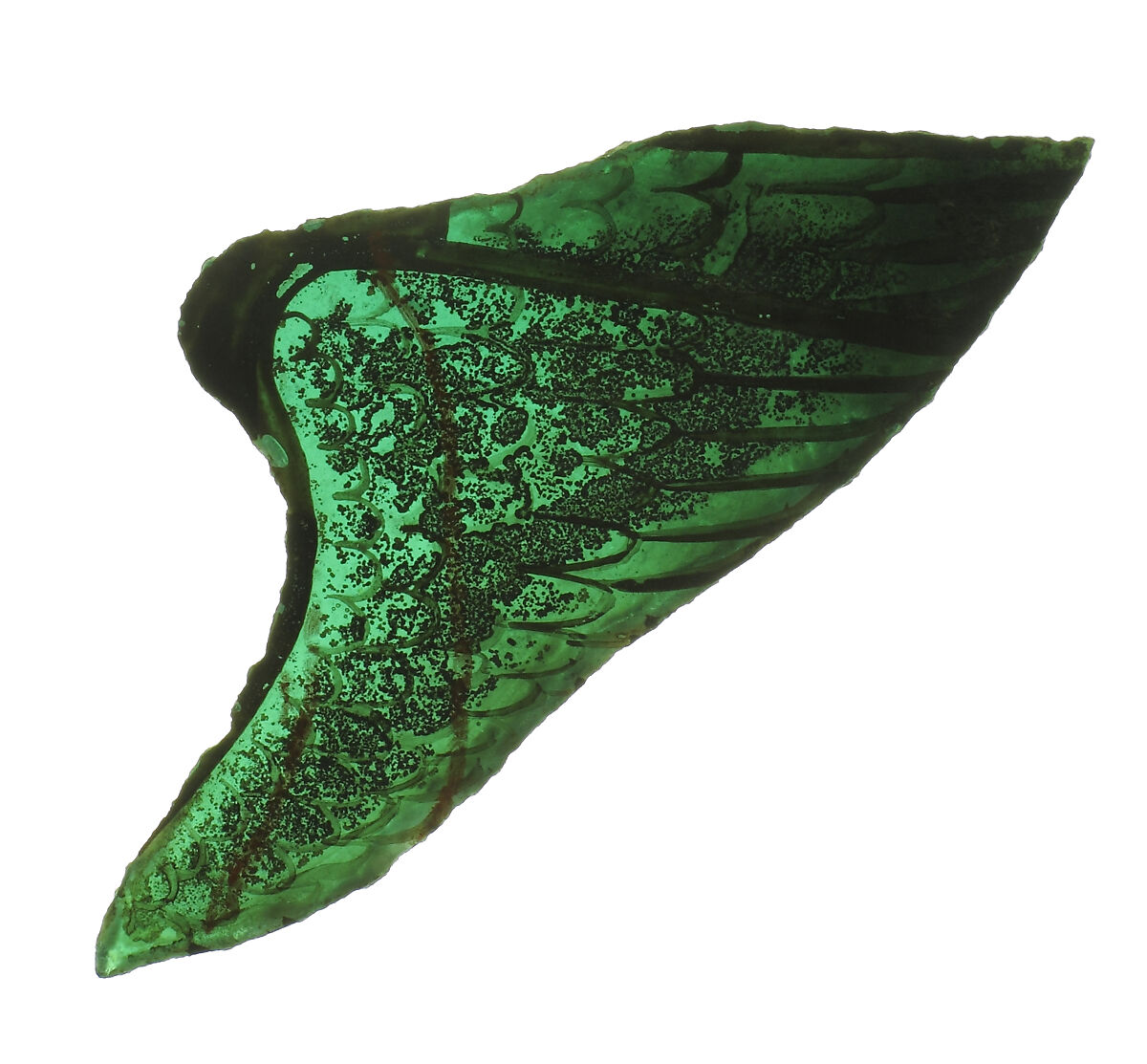 Glass Fragment, Pot-metal glass, vitreous paint, French 