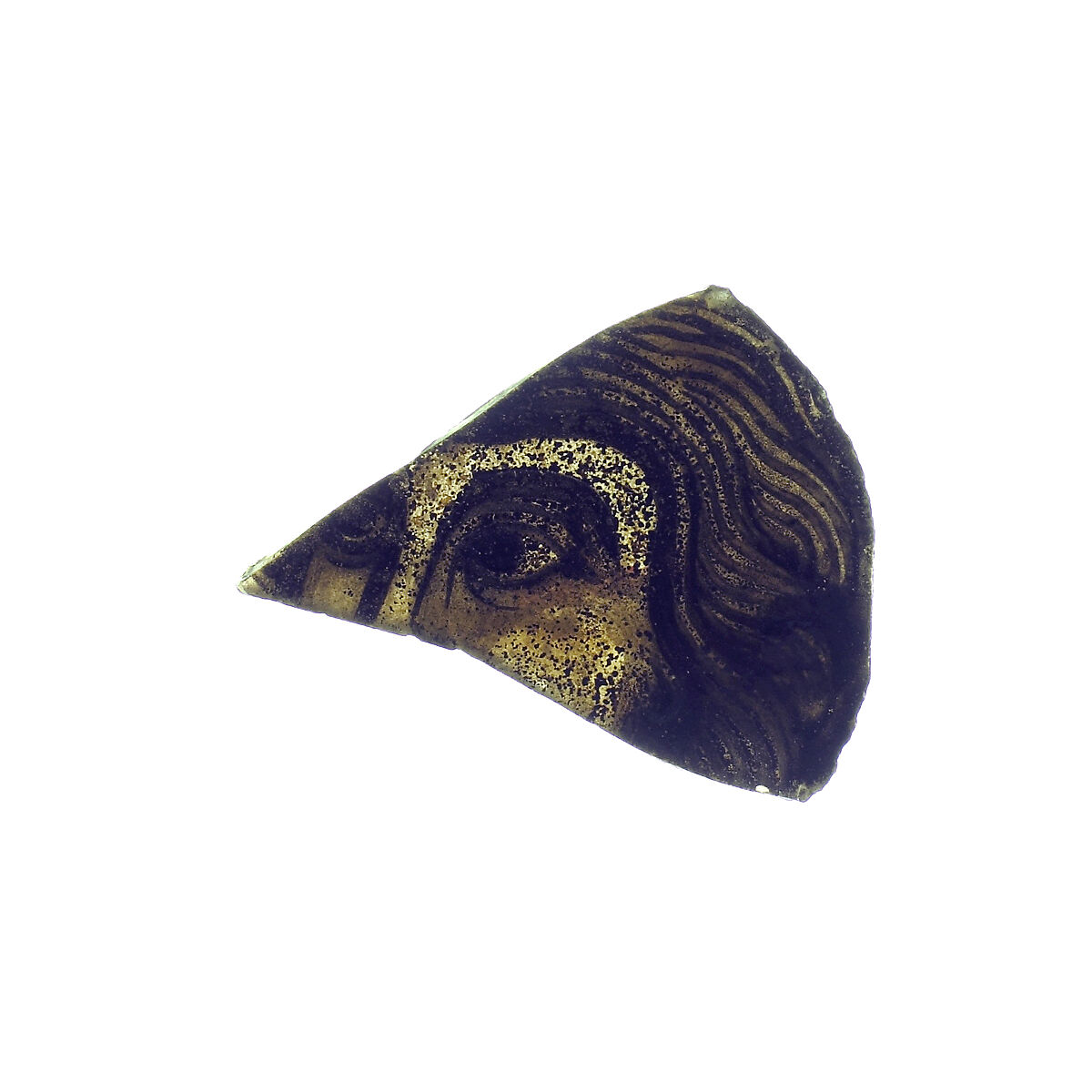 Fragment, Pot-metal glass, vitreous paint, French 