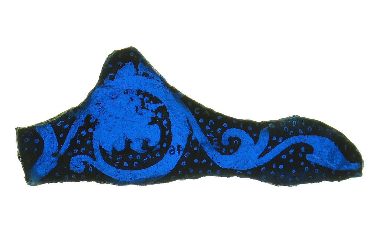 Glass Fragment, Pot-metal glass, vitreous paint, French 