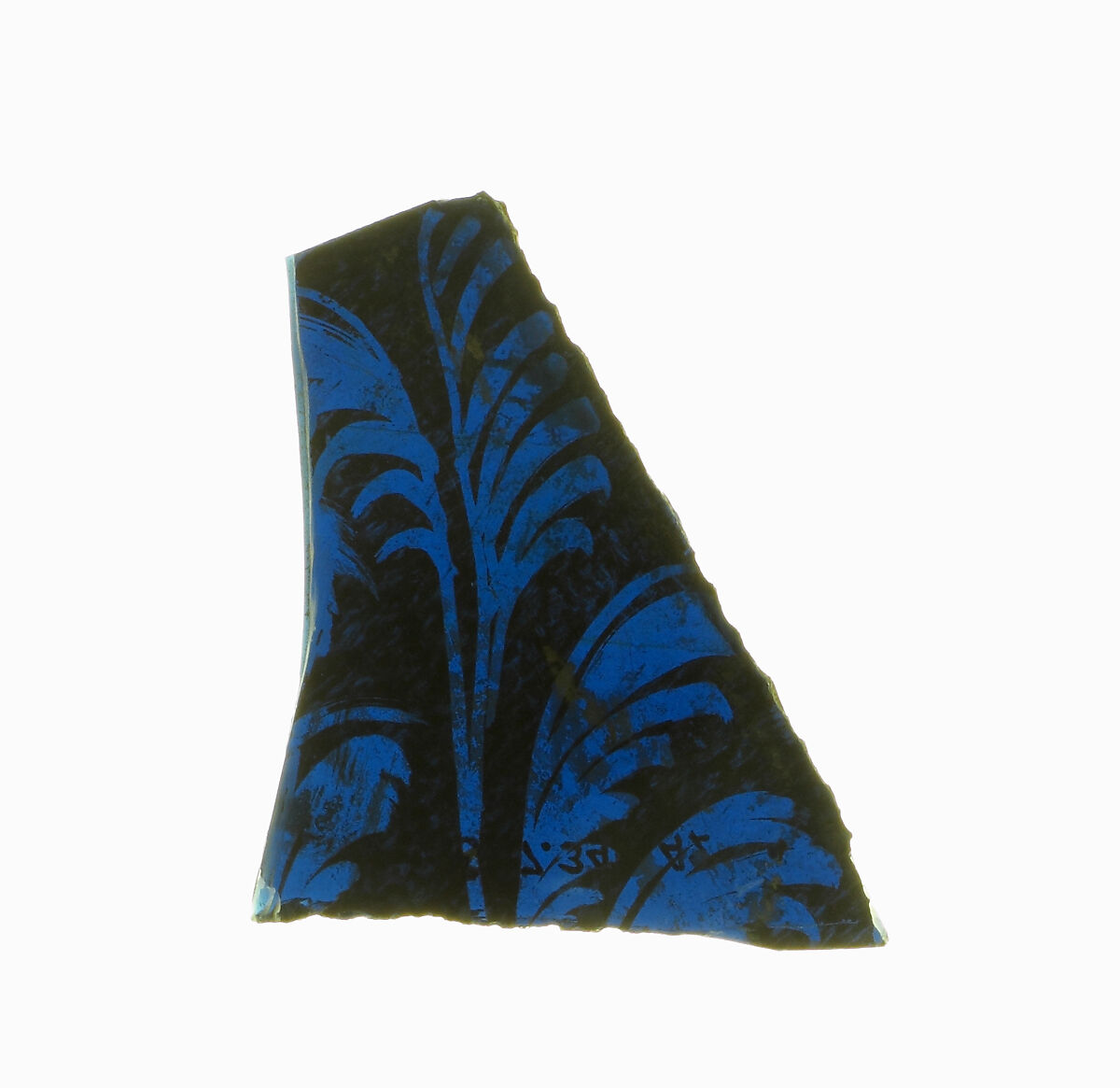 Glass Fragment, Pot-metal glass, vitreous paint, French 
