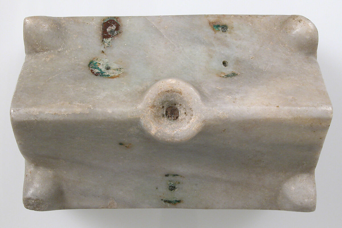 Reliquary Casket, Marble with traces of paint in modern incised decoration, Byzantine