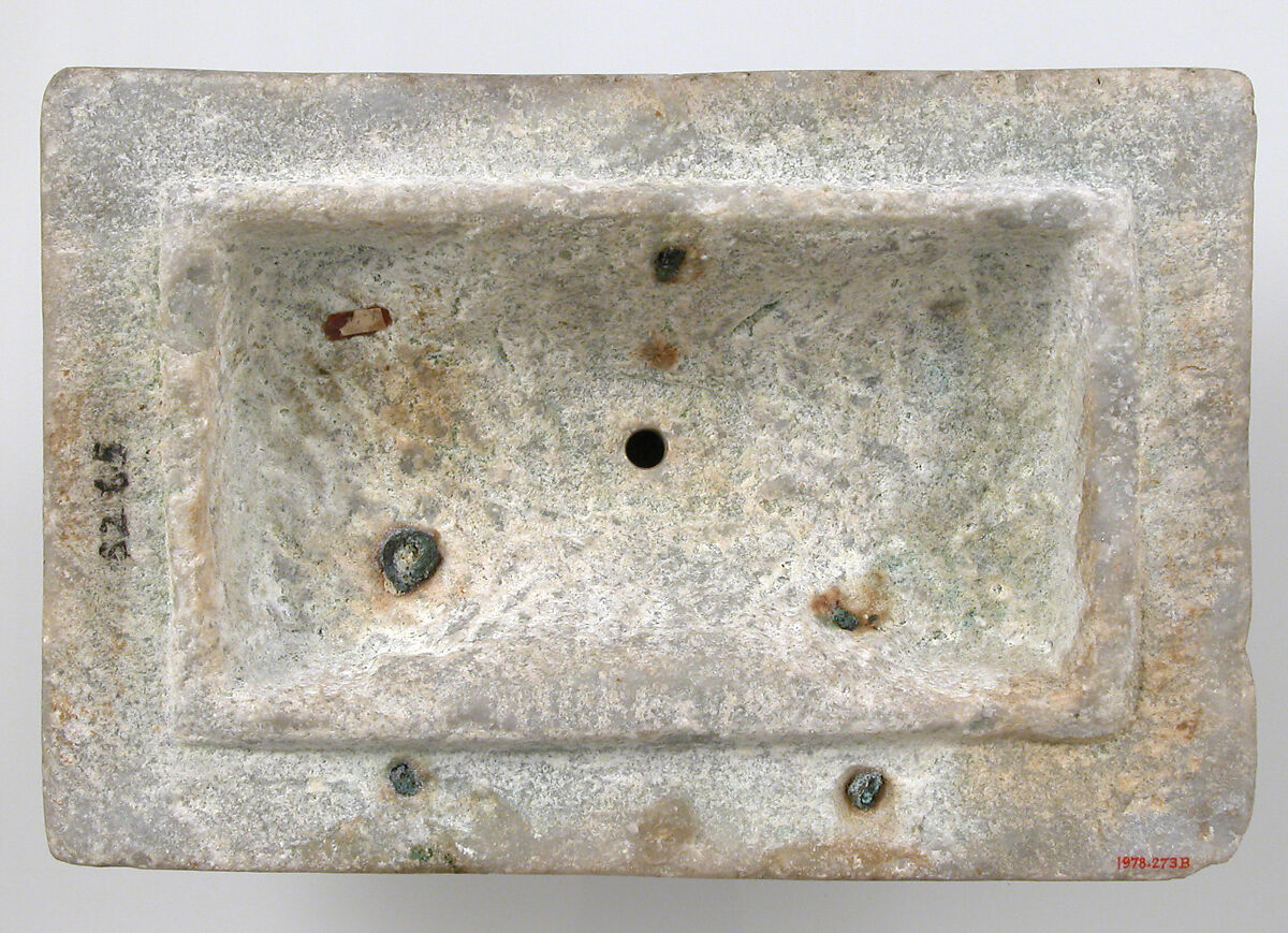 Reliquary Casket, Marble with traces of paint in modern incised decoration, Byzantine