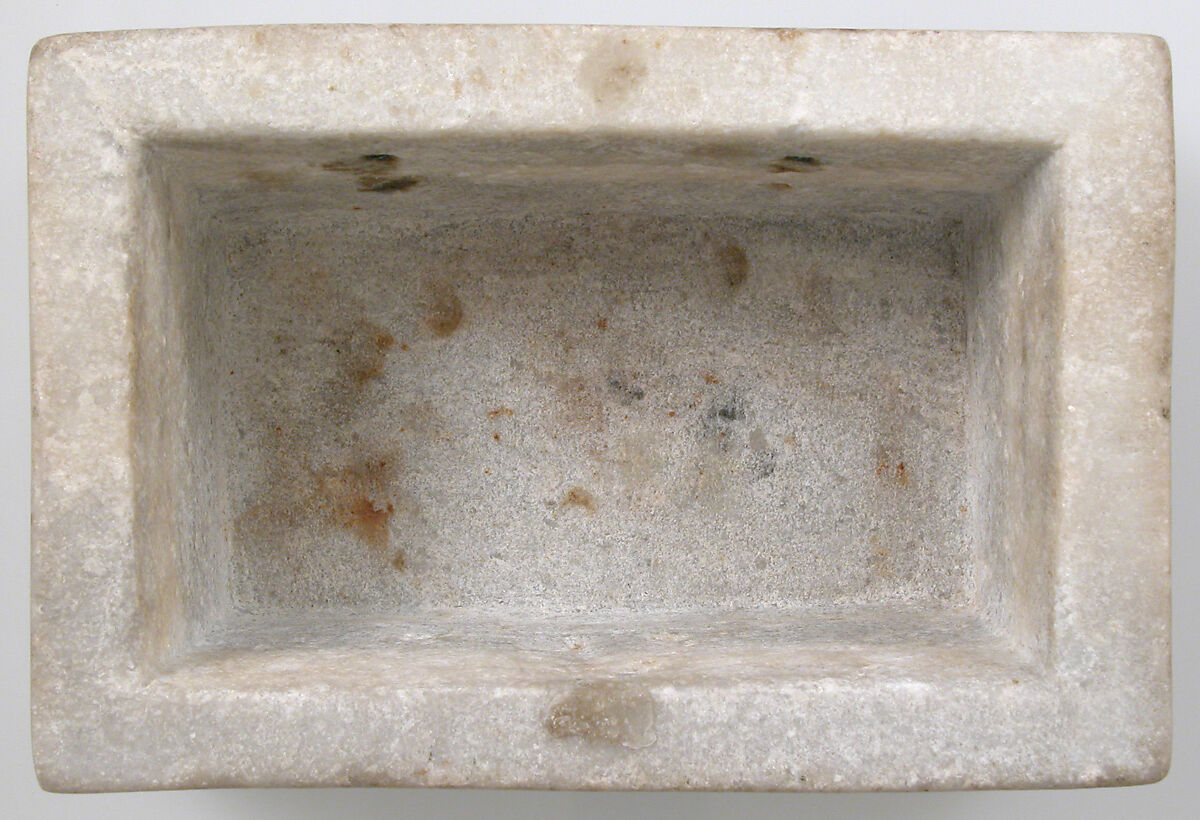 Reliquary Casket, Marble with traces of paint in modern incised decoration, Byzantine