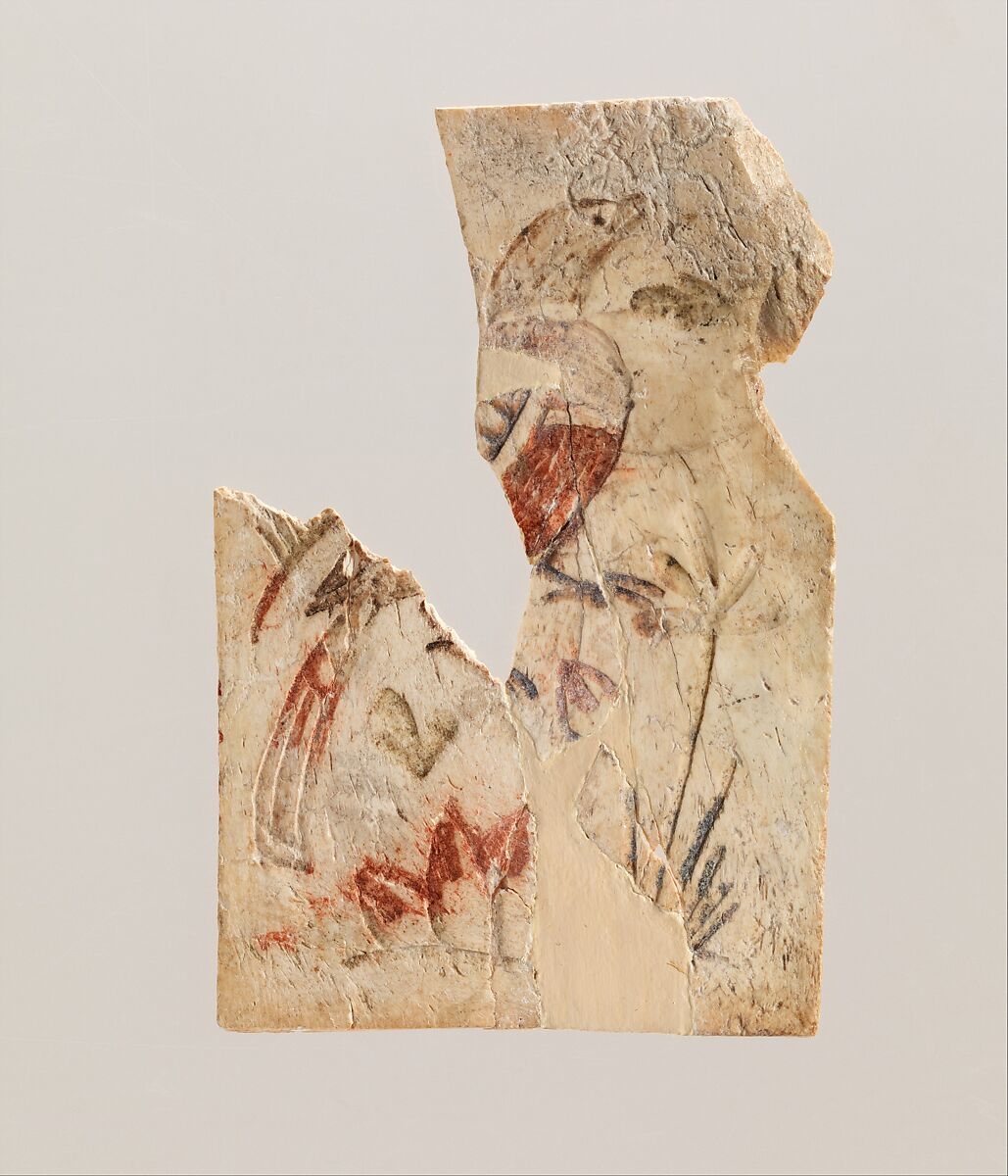 Plaque from a Casket with a bird, Bone with polychromy, Coptic 