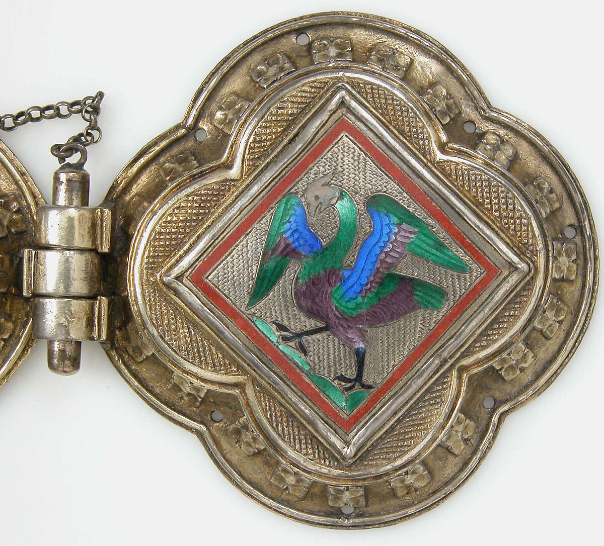 Agraffe, Basse taille enamel, silver-gilt, German