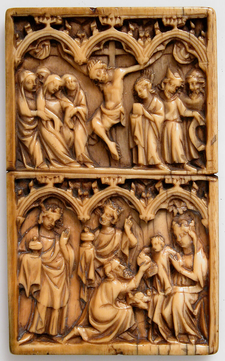 Writing Tablet with Crucifixion and the Adoration of the Magi, Ivory, East French or Rhenish 