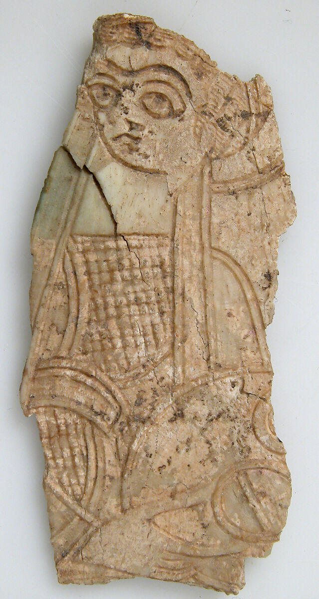 Fragment of a Plaque with a Standing Woman, Bone, Coptic 