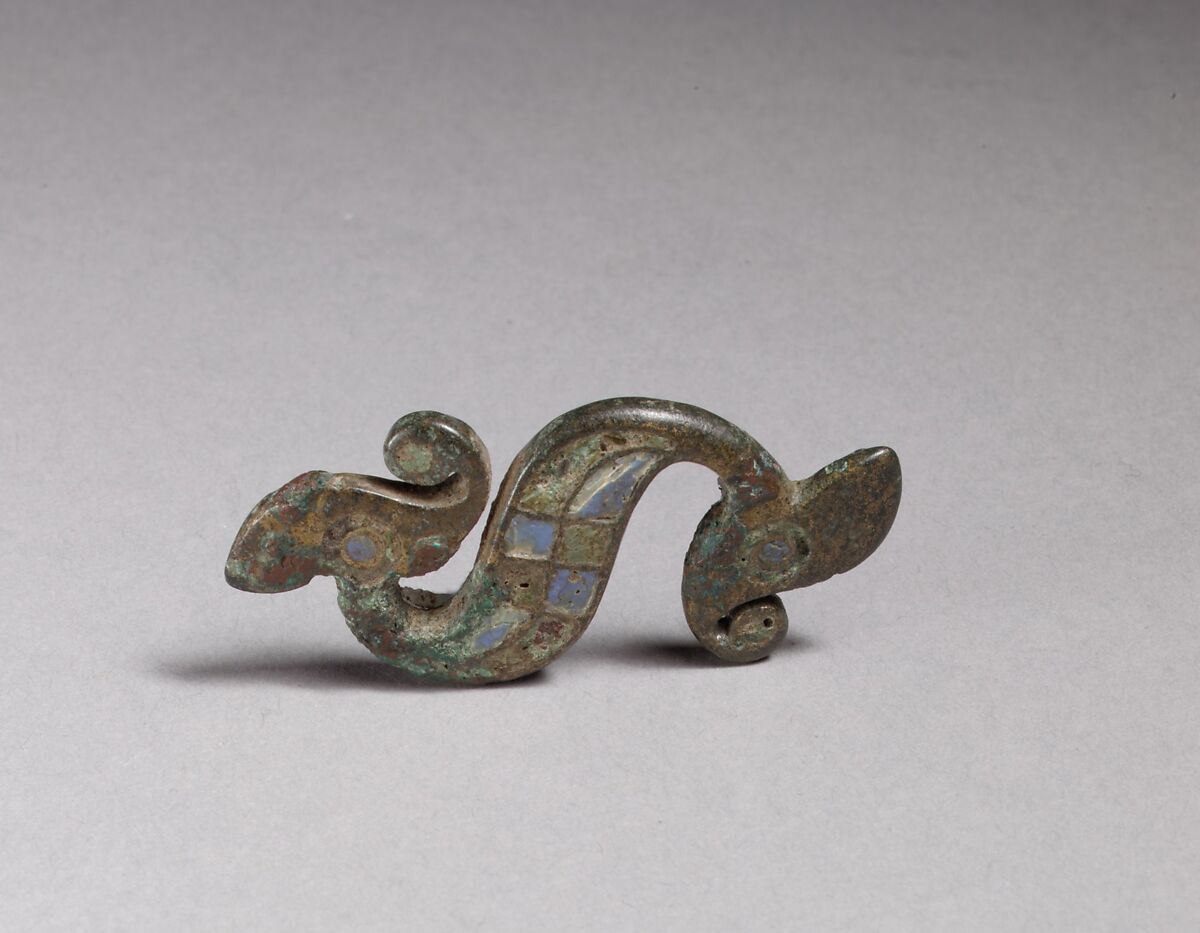 Dragon-Shaped Brooch, Copper alloy with champlevé enamel, Celtic or Roman 