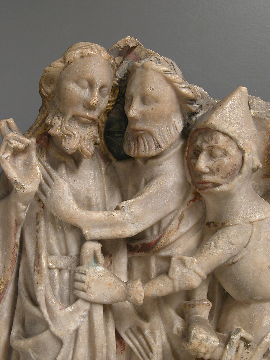 The Betrayal of Christ, Alabaster with paint and gilding, British