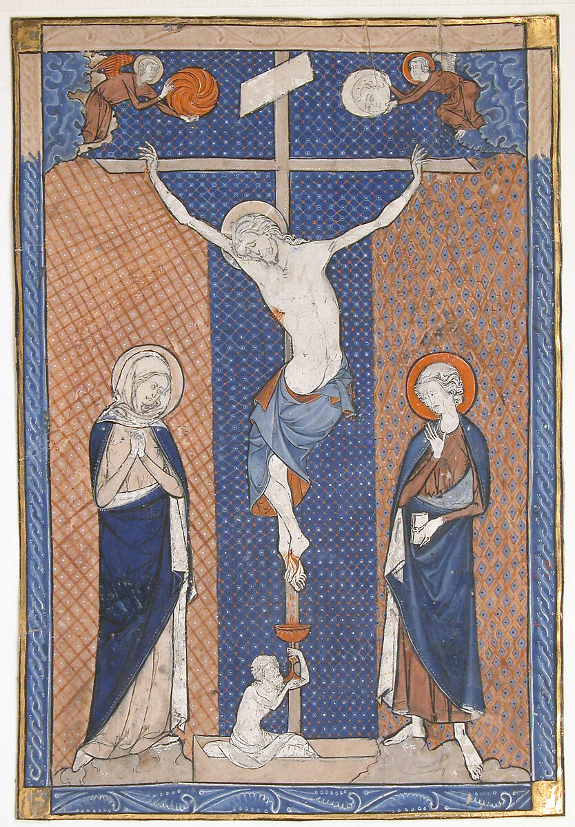 Manuscript Leaf with the Crucifixion, from a Missal, Tempera and gold on parchment, French