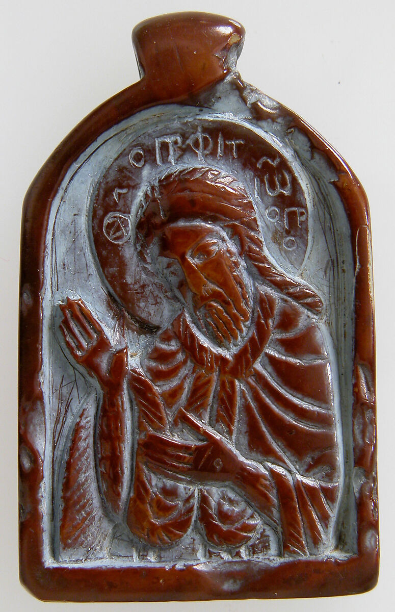 Two-Sided Pendant with the Virgin and Christ Child and John the Forerunner, Serpentine, Byzantine