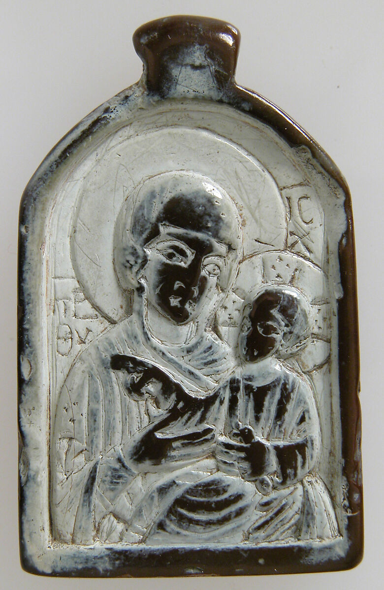 Two-Sided Pendant with the Virgin and Christ Child and John the Forerunner, Serpentine, Byzantine 