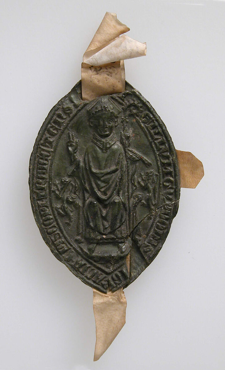 Episcopal seal of Gui d'Avesnes, Bishop of Utrecht, Green wax, Netherlandish