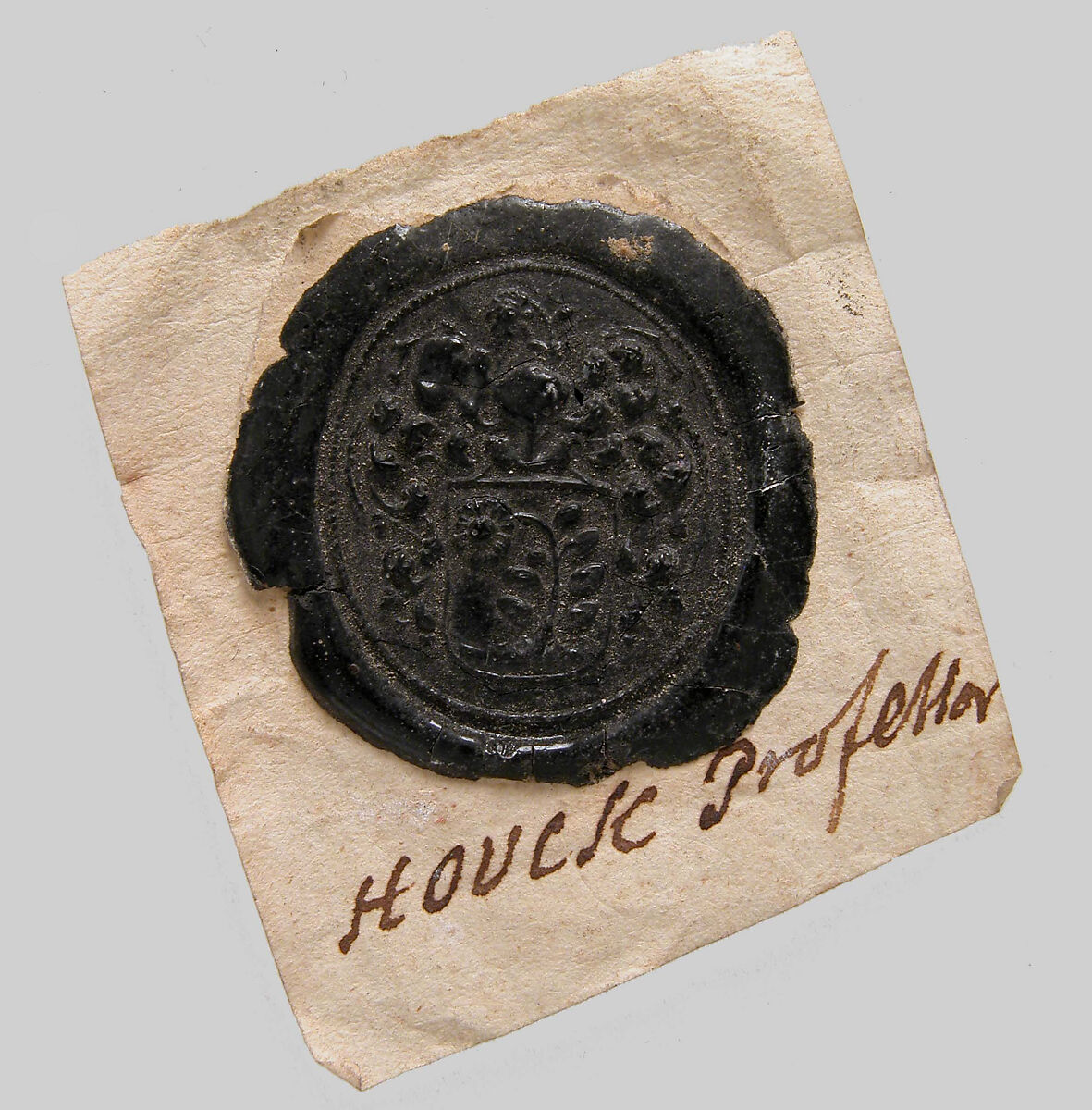 Seal Impression, Coat of Arms, Black wax mounted on paper, Netherlandish or South Lowlands (?) 