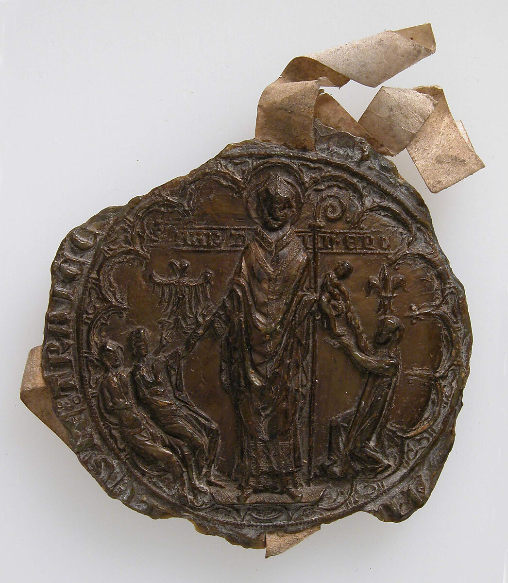 Seal Impression, Bishop, Brown wax, Netherlandish 