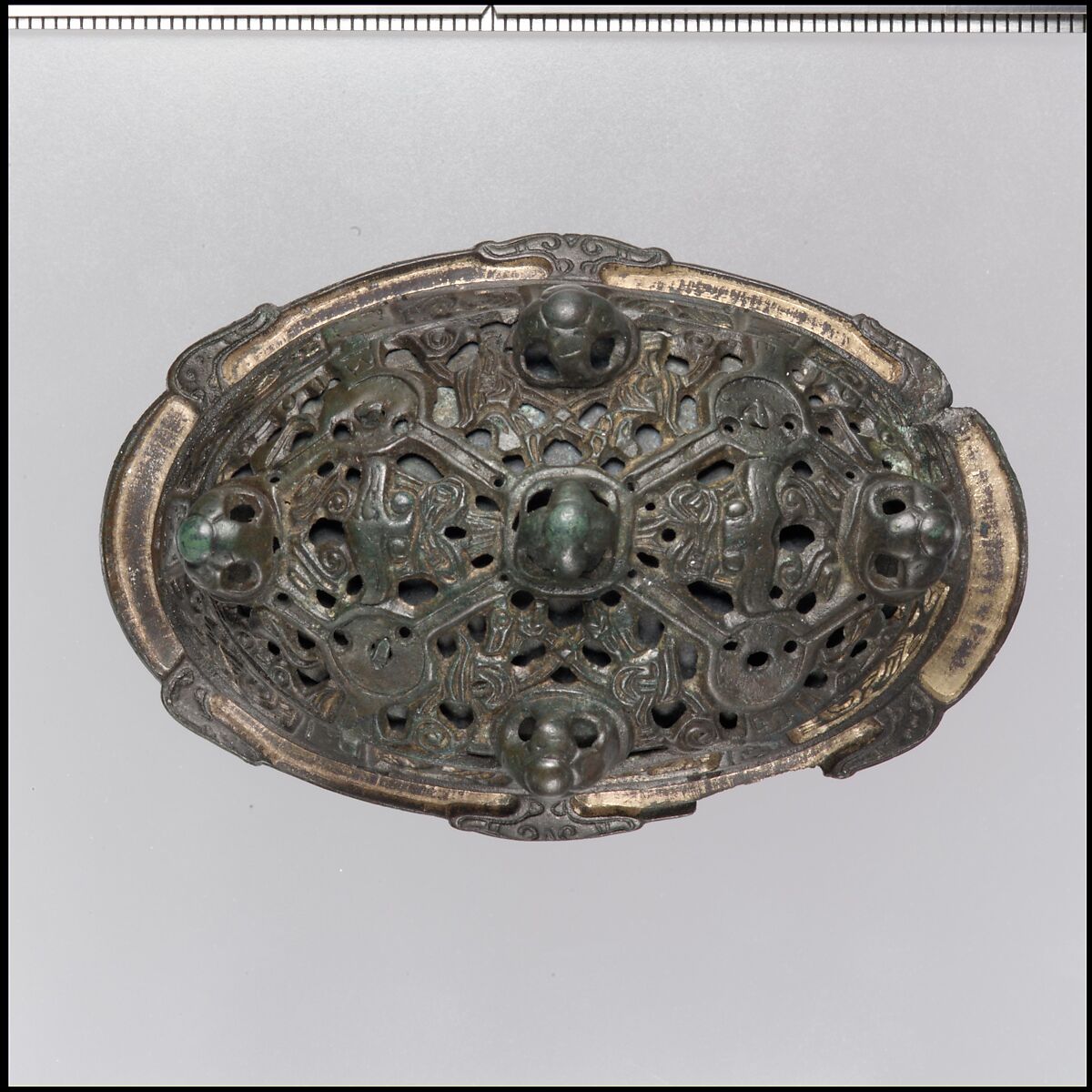 Oval Brooch, Copper alloy, gilt, Viking