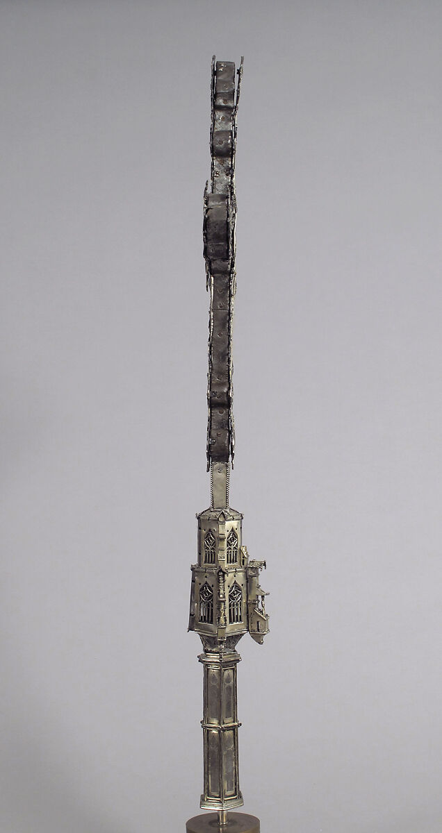 Processional Cross, Silver-gilt, with traces of enamel on walnut core, Spanish