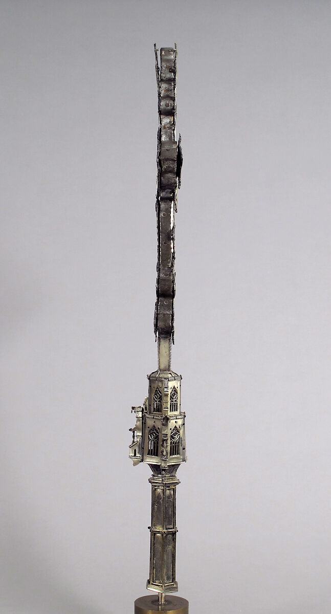 Processional Cross, Silver-gilt, with traces of enamel on walnut core, Spanish