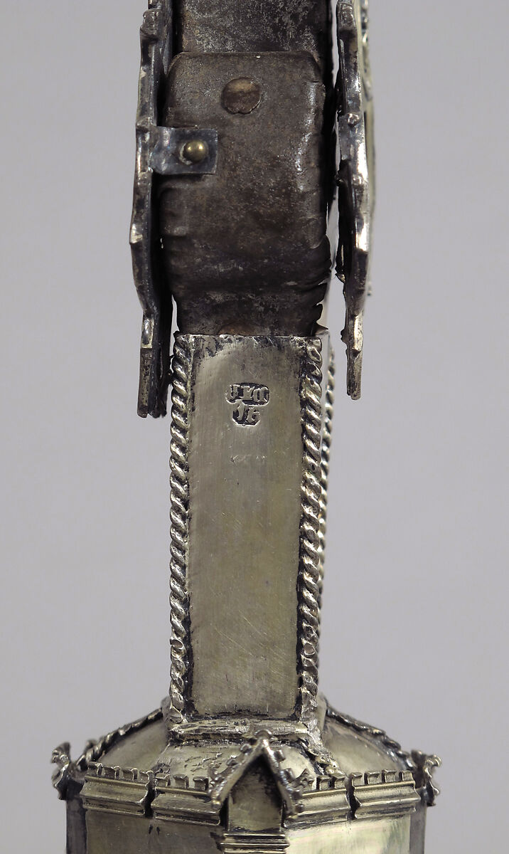 Processional Cross, Silver-gilt, with traces of enamel on walnut core, Spanish