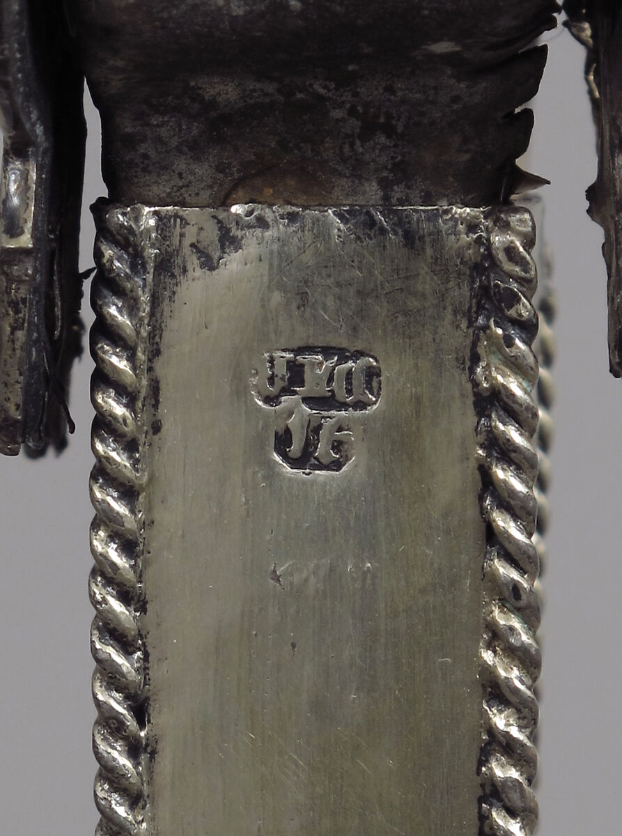 Processional Cross, Silver-gilt, with traces of enamel on walnut core, Spanish