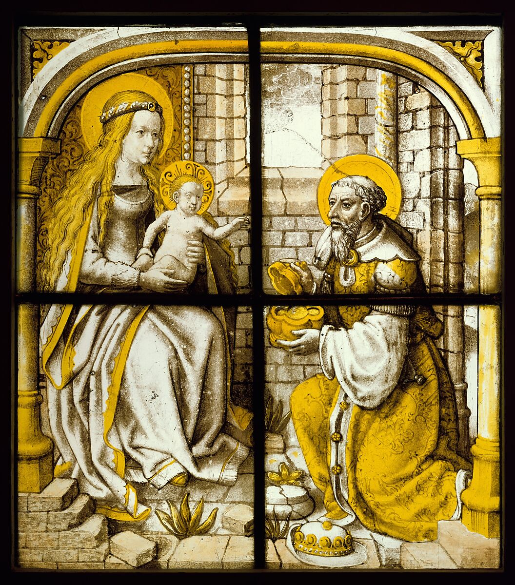 The Adoration of the Magi, Colorless glass, vitreous paint and silver stain, German