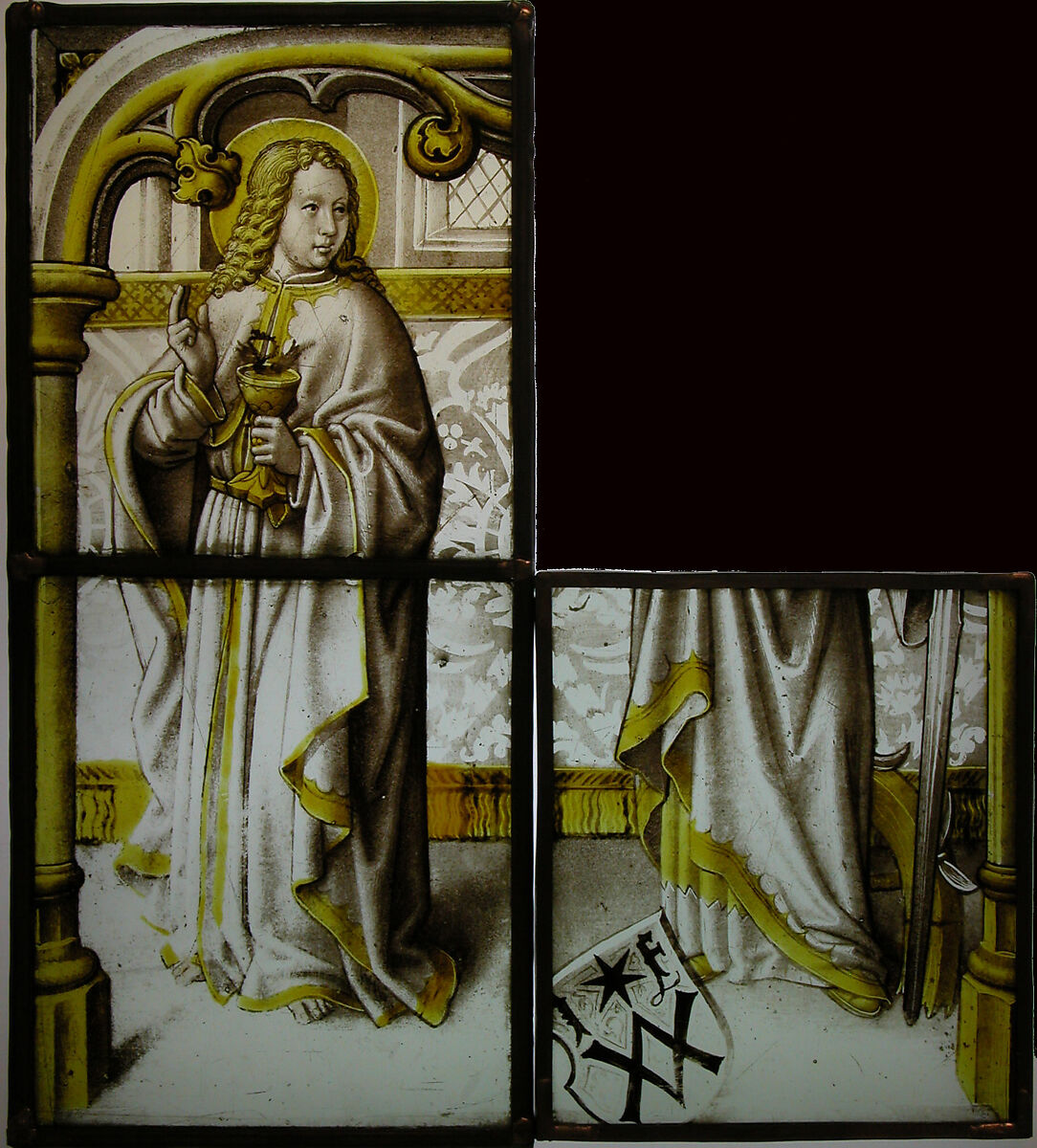 John the Evangelist, Colorless glass, vitreous paint and silver stain, German