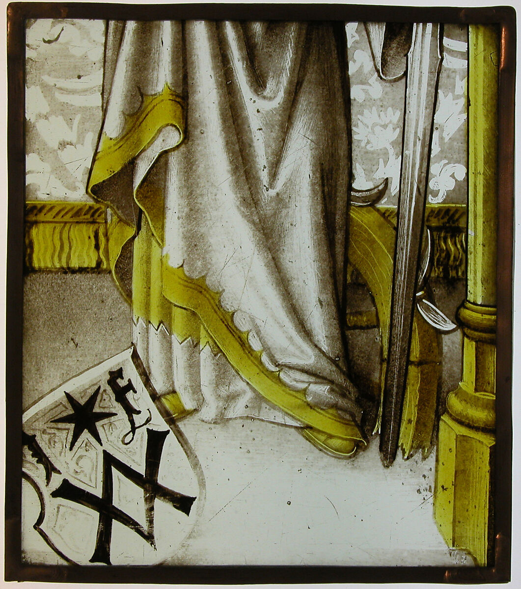 Saint Catherine, Colorless glass, silver stain, and vitreous paint, German 