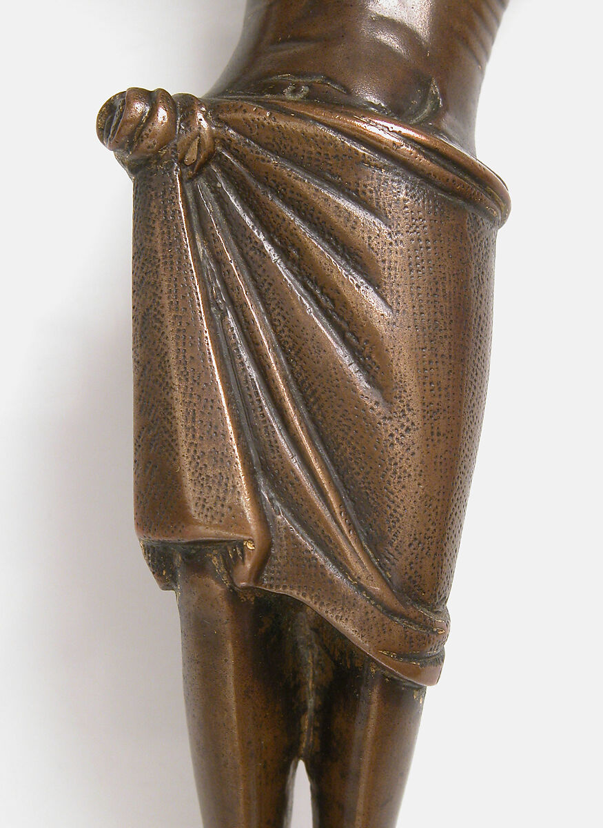 Crucified Christ, Cast copper alloy engraved and stippled, with traces of gilding, Mosan or Rhenish