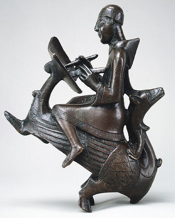 Monk-Scribe Astride a Wyvern, Leaded brass, cast and chiseled, North German