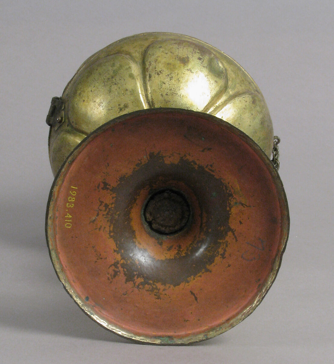 Ciborium, Gilded copper with glass insets, German