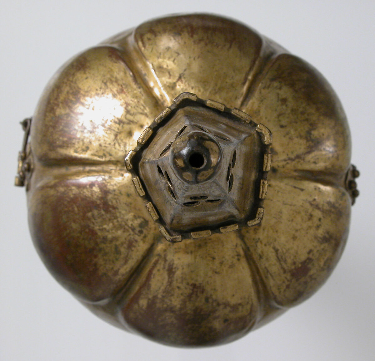 Ciborium, Gilded copper with glass insets, German