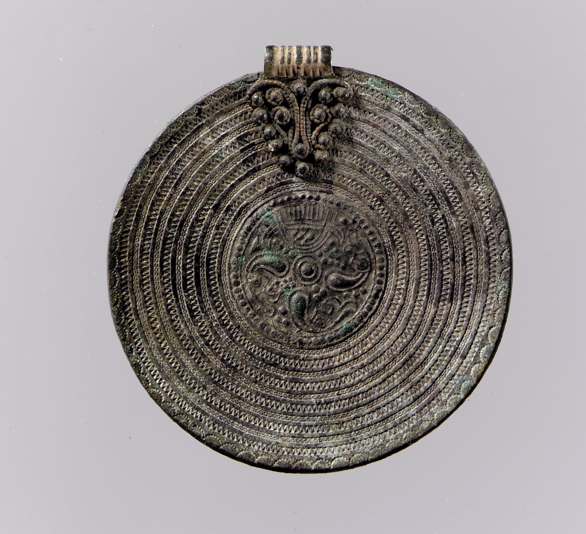 Bracteate Pendant, Copper alloy, gilt, Vendel 