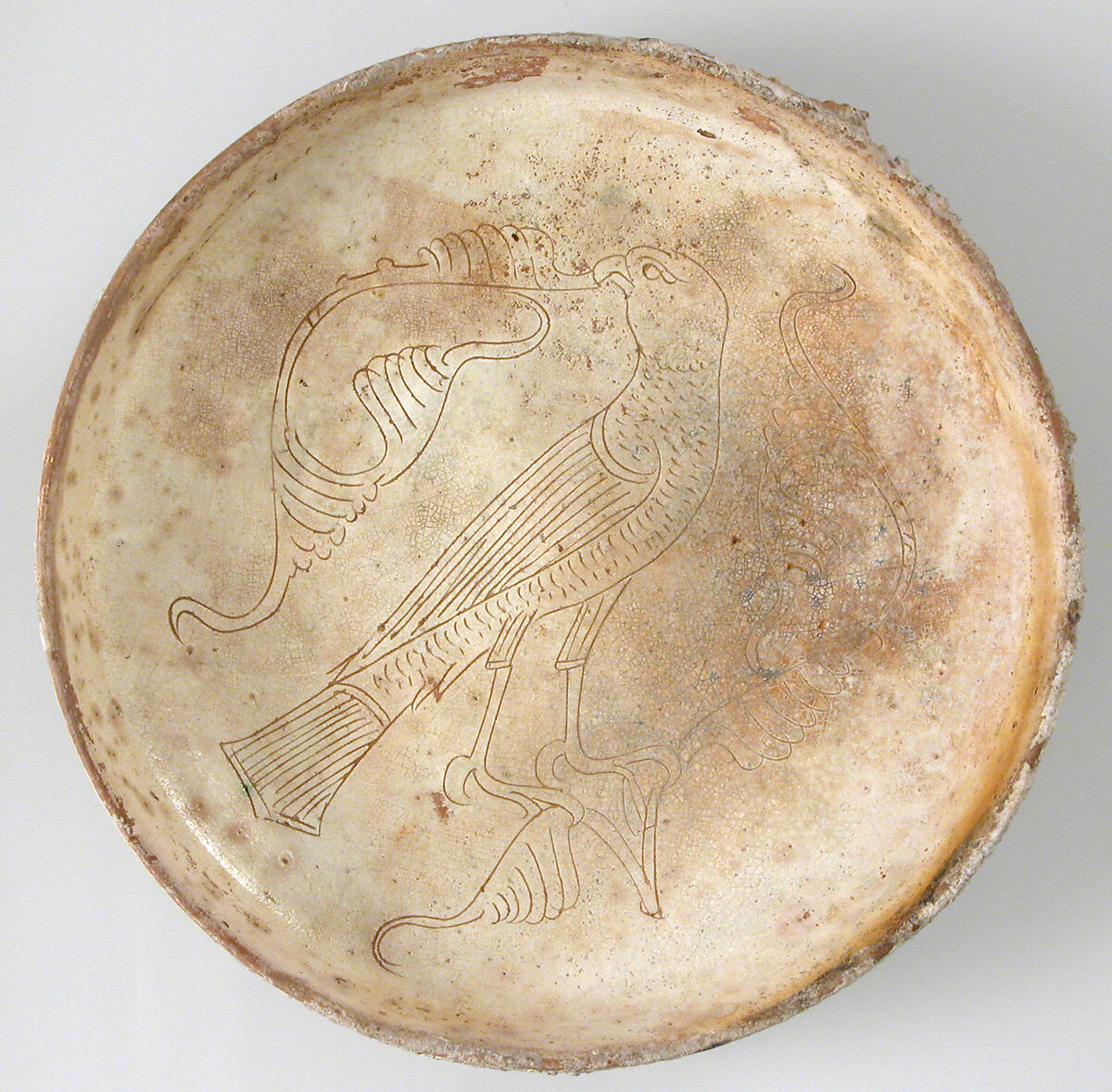 Bowl with Bird of Prey, Engraved slipware, Byzantine 