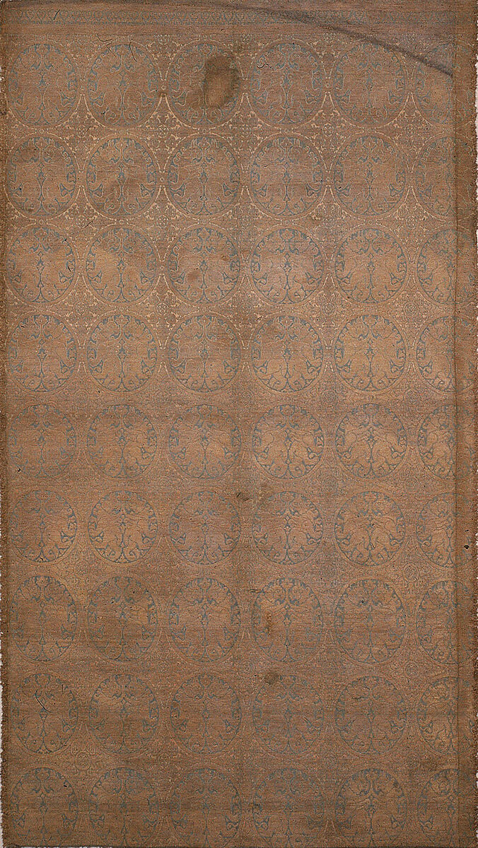 Silk with Griffins, Silk, silver-gilt metal on parchment over cotton, Central Asian, Sicilian, or North African 