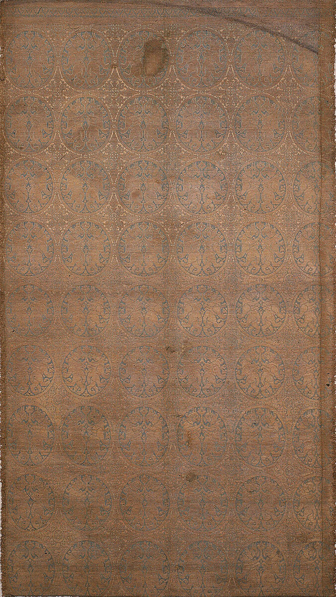 Silk with Griffins, Silk, silver-gilt metal on parchment over cotton, Central Asian, Sicilian, or North African