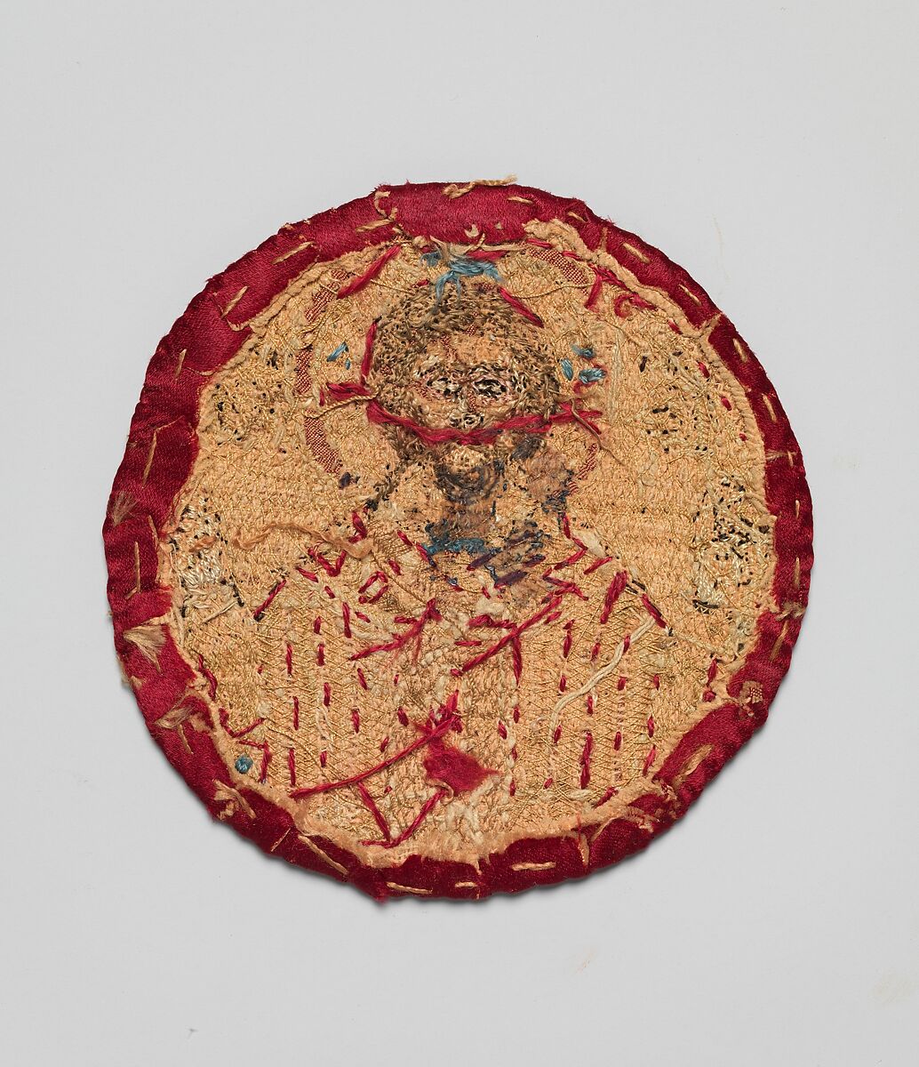 Appliqué from a Vestment, Silk, with silk and silver wrapped silk threads, Greek
