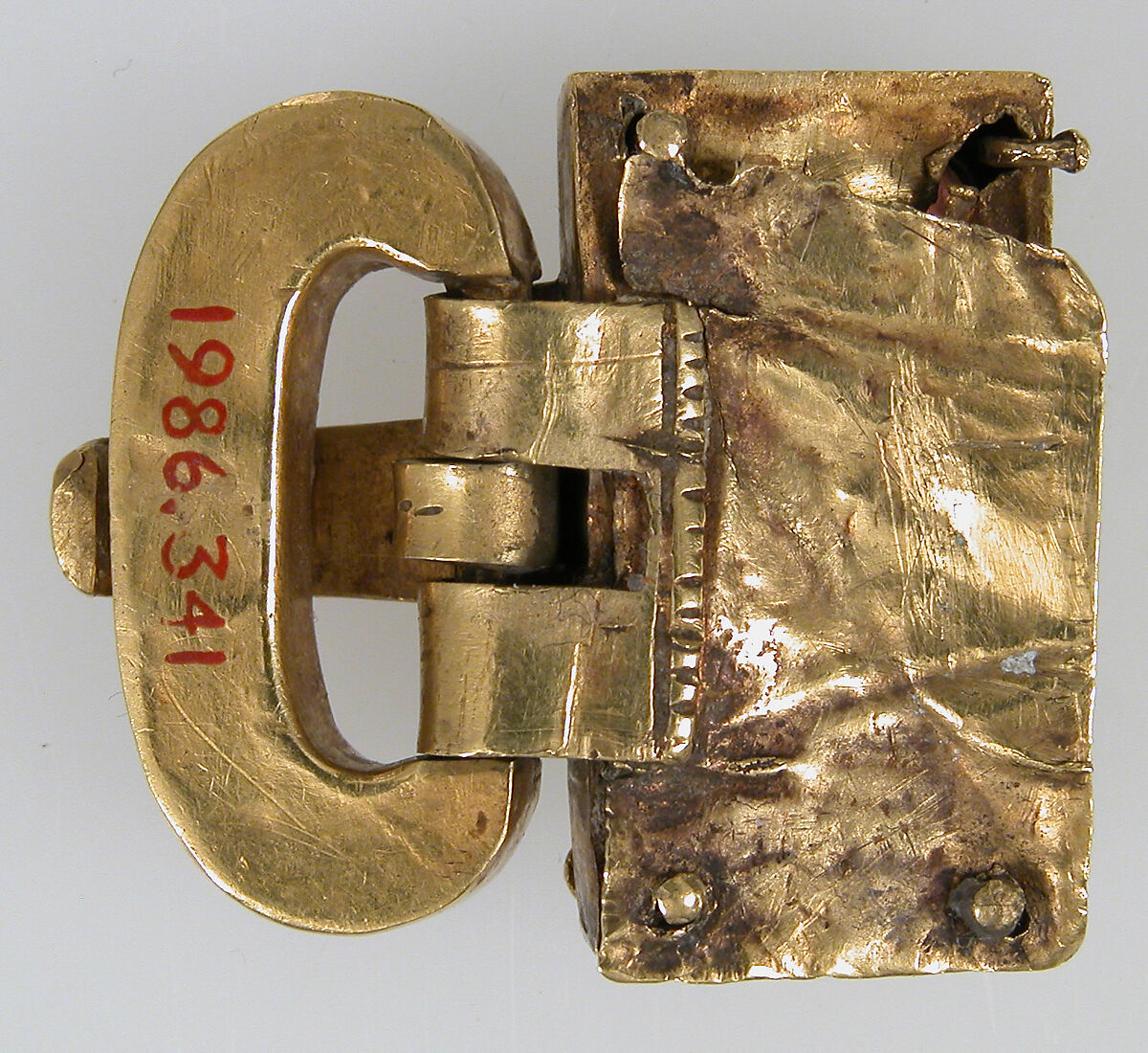 Gold Buckle with Garnets, Gold, garnets with patterned foil backing, cloisonné garnets, Germanic