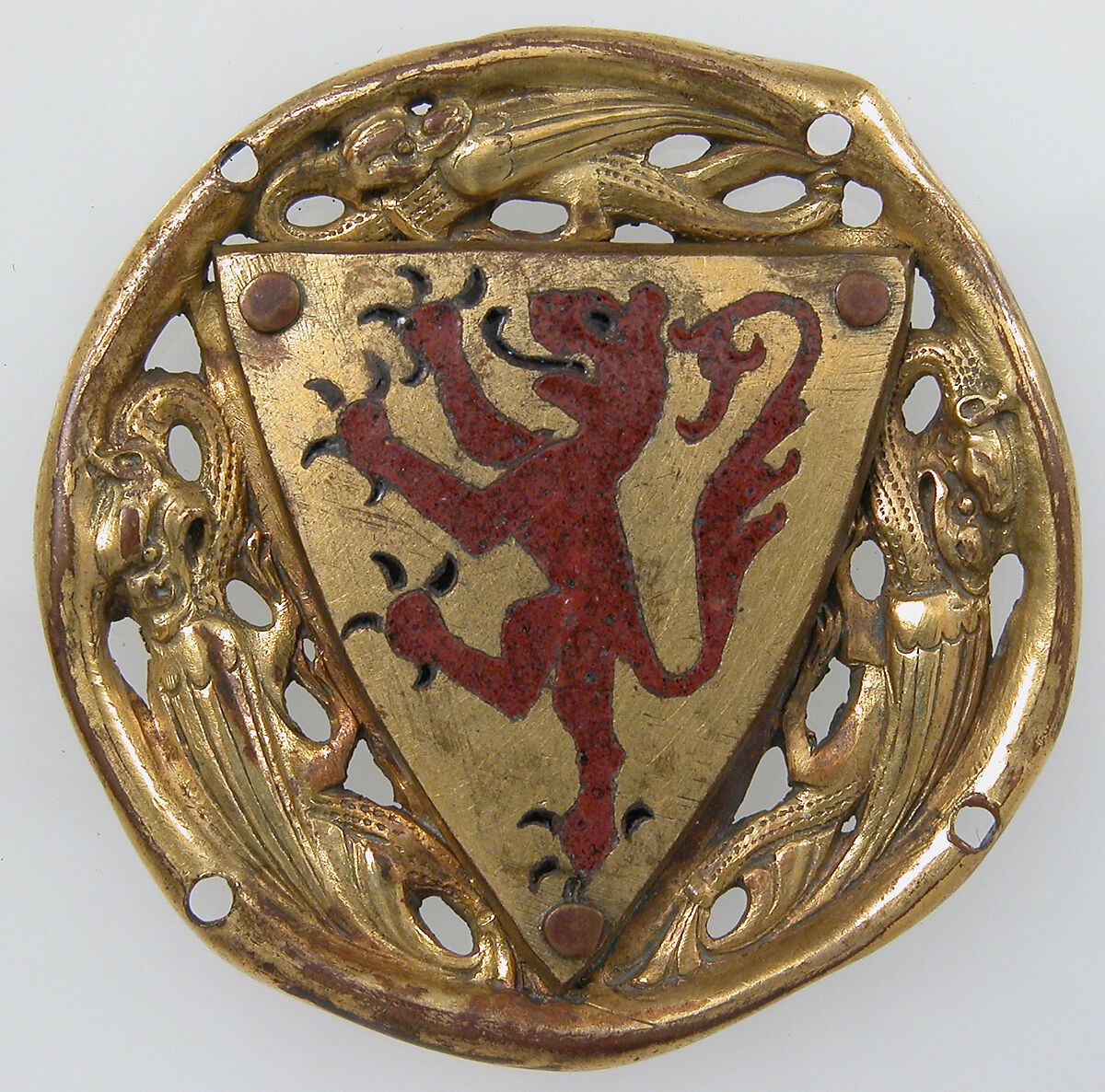 Armorial Roundel, Copper gilt and opaque enamel, French 