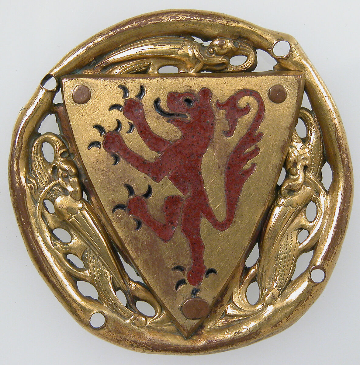 Armorial Roundel, Copper gilt and opaque enamel, French 