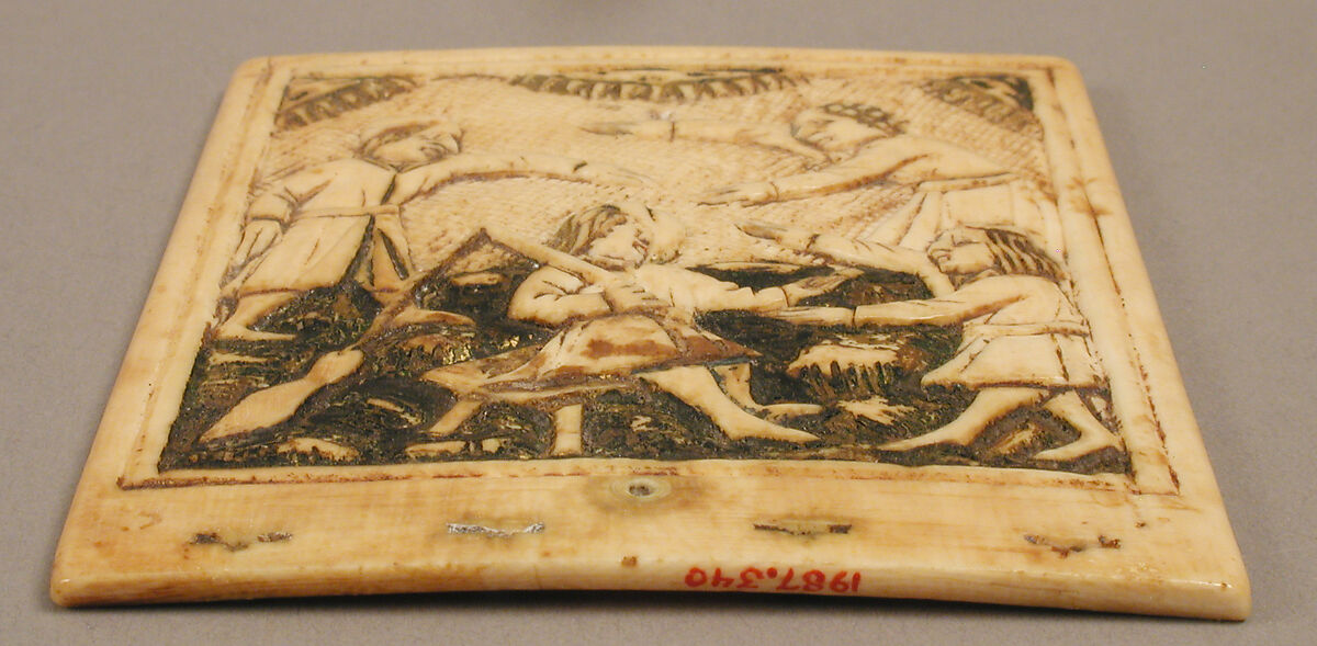 Upper Leaf of Sundial, Elephant ivory with paint and gilding, German