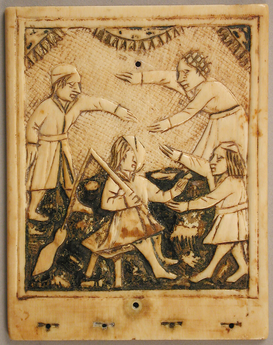 Upper Leaf of Sundial, Elephant ivory with paint and gilding, German