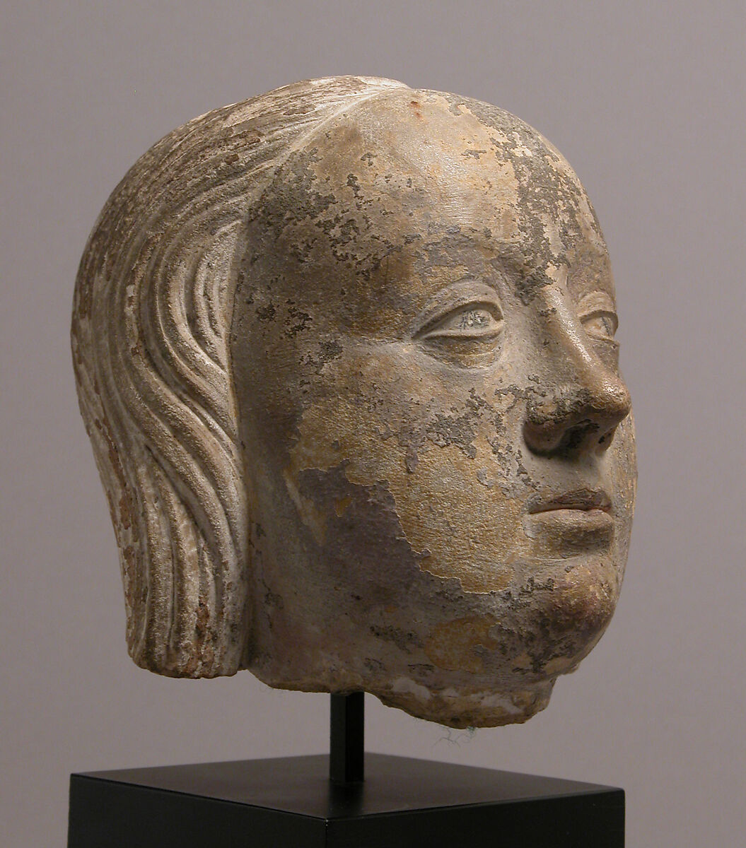 Head of a Woman, Limestone with traces of polychromy, French