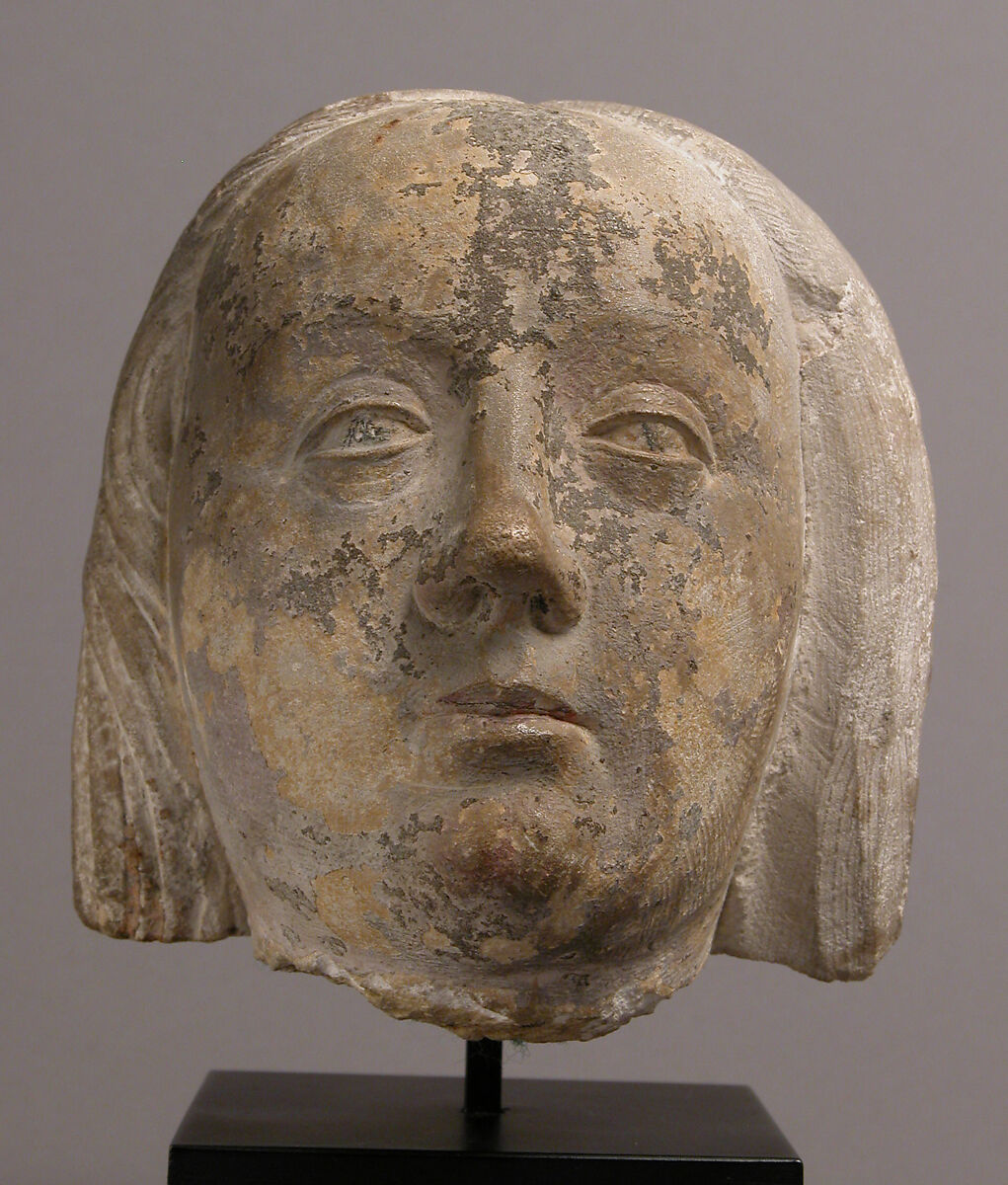 Head of a Woman, Limestone with traces of polychromy, French 