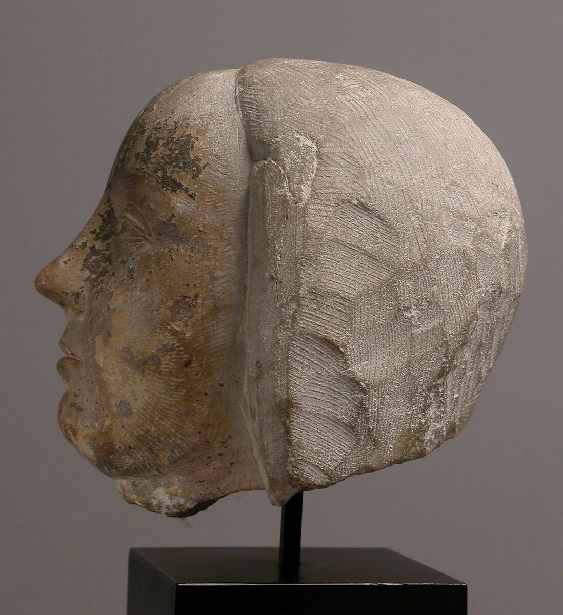 Head of a Woman, Limestone with traces of polychromy, French