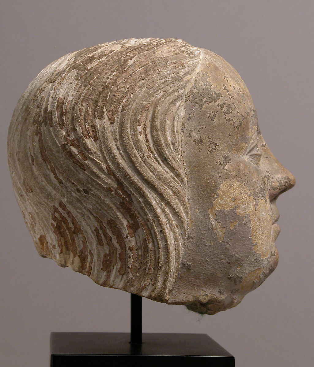 Head of a Woman, Limestone with traces of polychromy, French