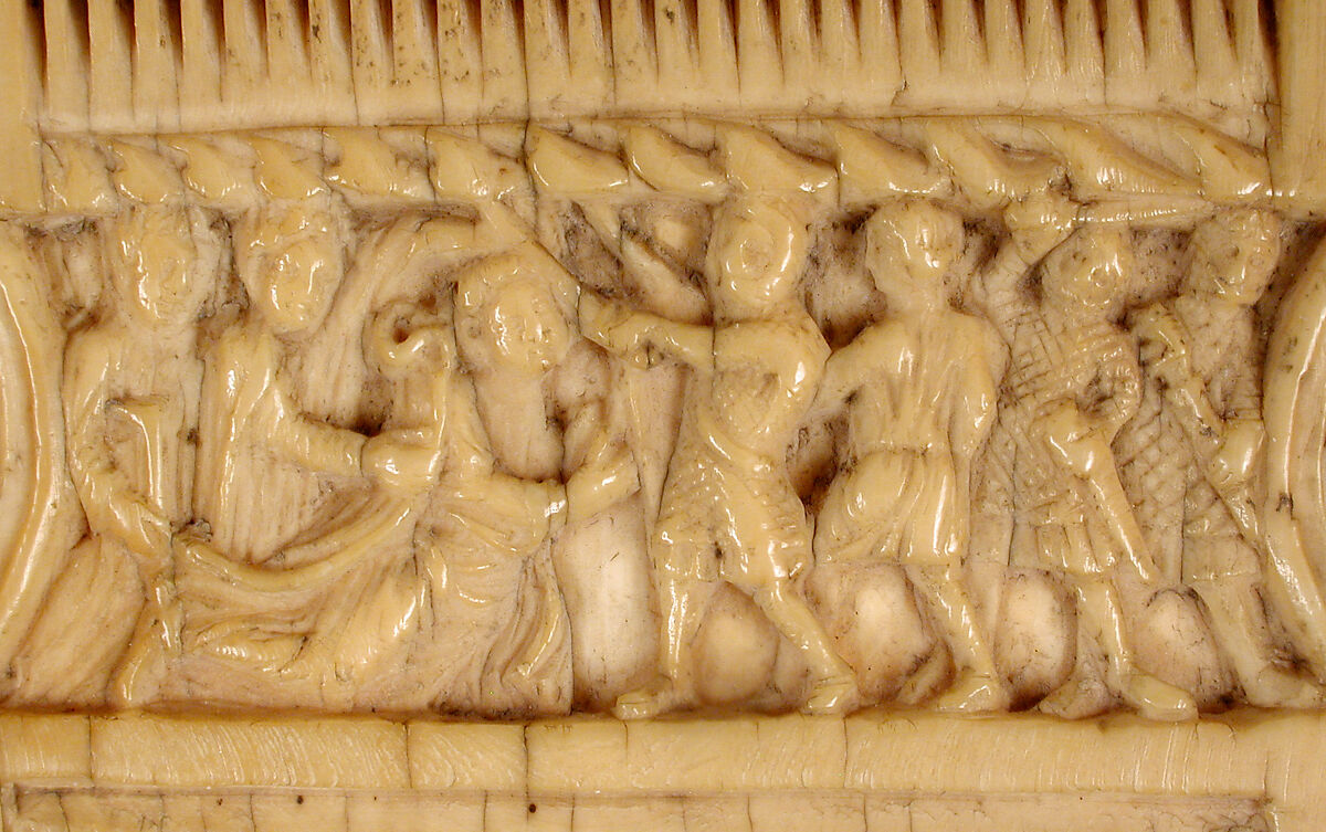 Double-Sided Ivory Liturgical Comb with Scenes of Henry II and Thomas Becket, Elephant ivory, British